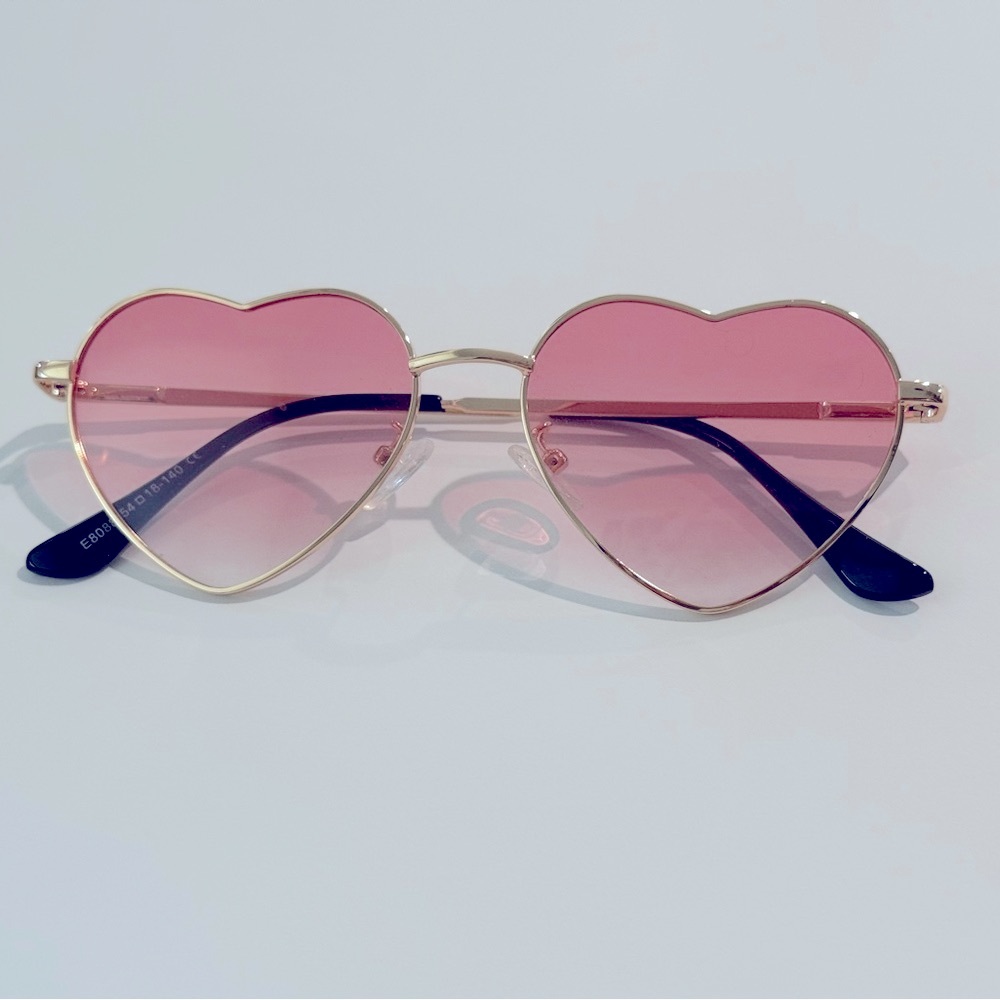 Heart-Shaped Sunglasses with Pink Lenses